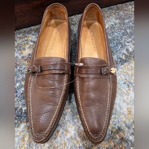 455 Fairmount Brown Pebbled Leather Horsebit Loafers (Size 9 1/2)